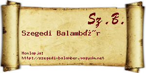 Szegedi Balambér névjegykártya